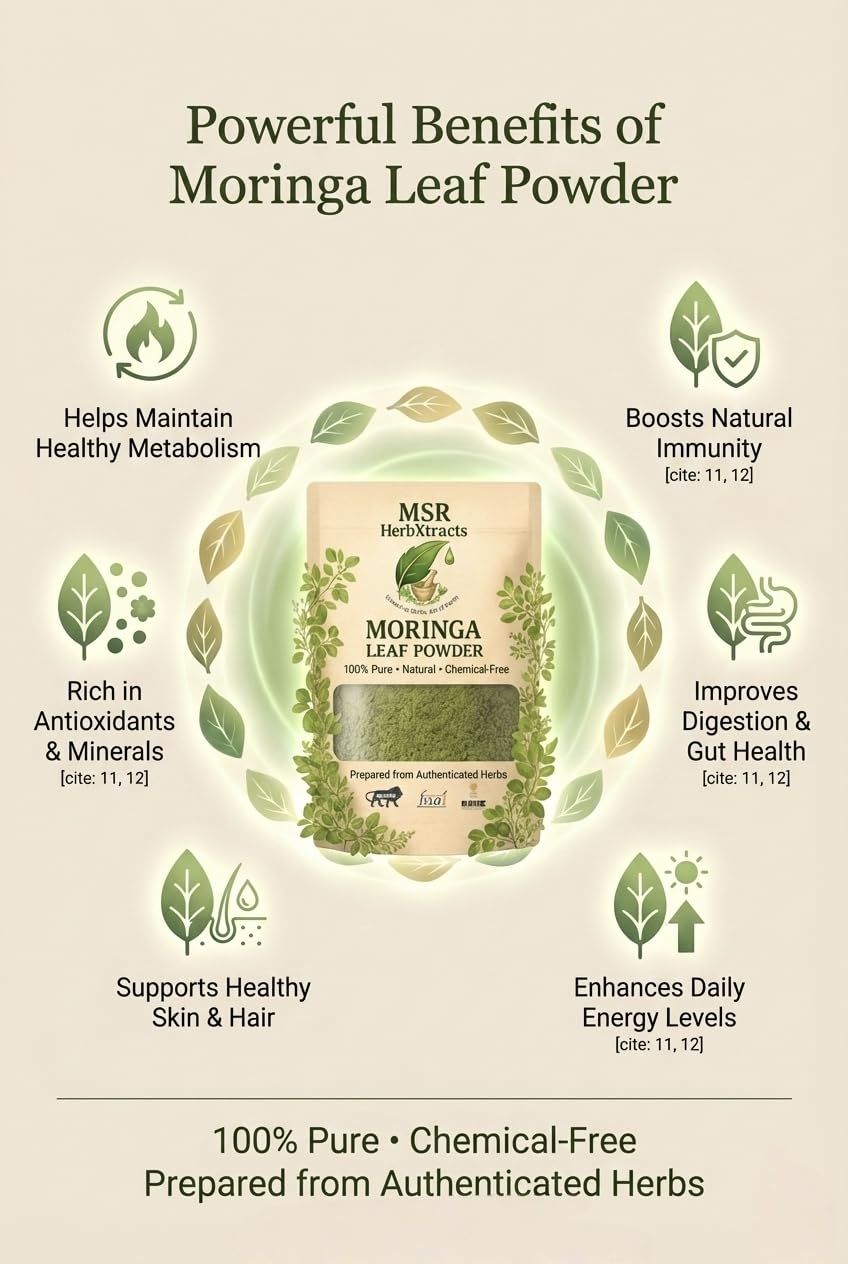 100% Pure Moringa Leaf Powder | Natural & Chemical-Free | Nutrient-Rich Superfood (100g)