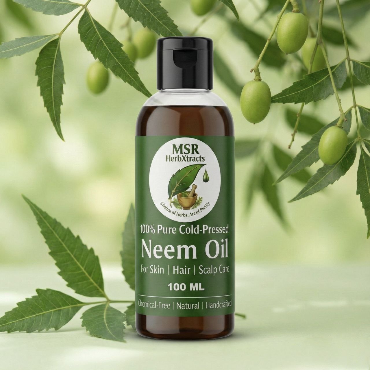 100% Pure Cold-Pressed Neem Oil – Natural Skin, Hair & Scalp Care