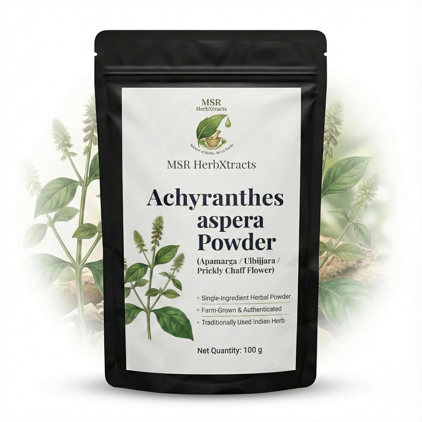 Achyranthes aspera Powder (Apamarga/Ulbijjara) – Single Ingredient Herbal Powder, Farm-Grown & Authenticated, 100 g