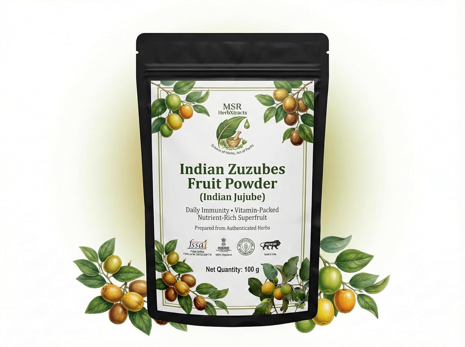 Indian Zuzubes Fruit Powder (Ber Fruit/Indian Jujube Powder) | Daily Immunity & Energy | Vitamin-Rich Natural Superfruit | 100 g