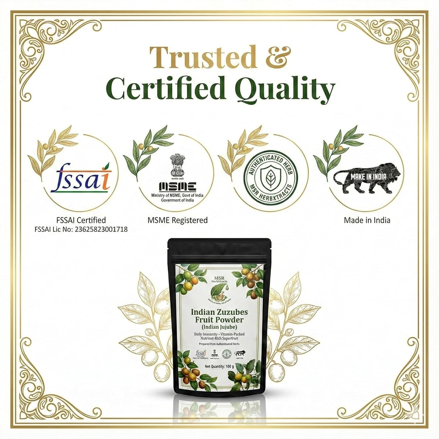 Indian Zuzubes Fruit Powder (Ber Fruit/Indian Jujube Powder) | Daily Immunity & Energy | Vitamin-Rich Natural Superfruit | 100 g