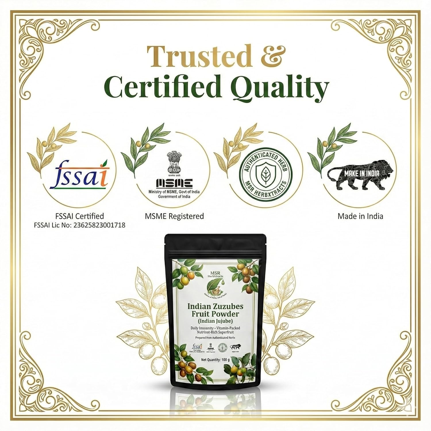 Indian Zuzubes Fruit Powder (Ber Fruit/Indian Jujube Powder) | Daily Immunity & Energy | Vitamin-Rich Natural Superfruit | 100 g