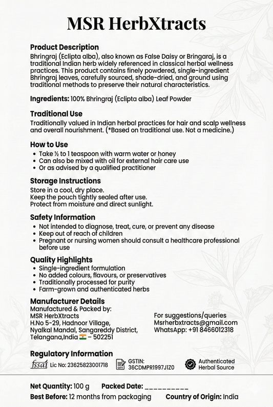 Bhringaraj Powder (Eclipta alba) – Single Ingredient Herbal Powder